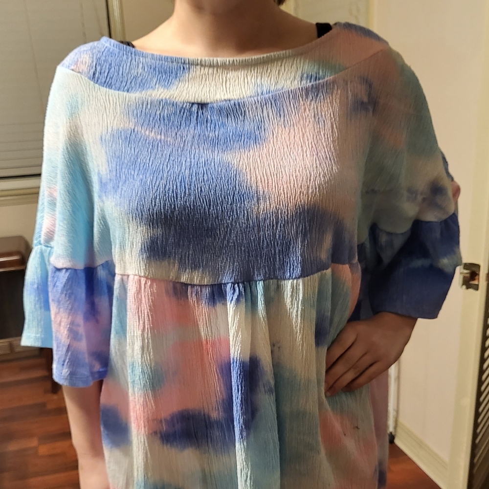 Colorful babydoll style top 2x